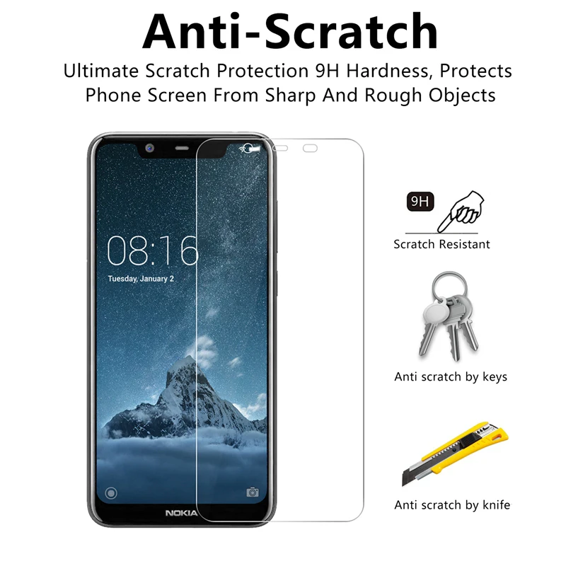 Wangcangli 2.5D Закаленное стекло для Nokia 5 1 plus Защитная пленка мобильного телефона 9 H