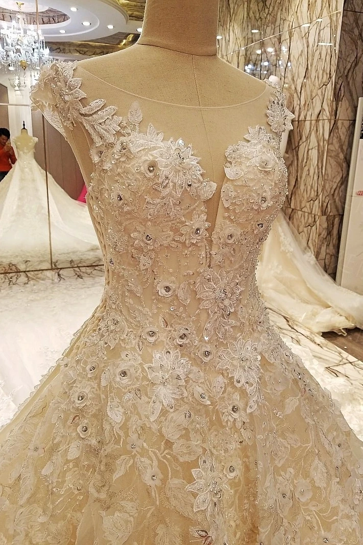 Vestido De Noiva Роскошные принцессы Свадебные и Бальные платья 2018 Sheer спинки бисером