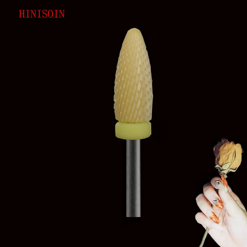 

10 pcs Yellow Ceramic Nail Drill Bit - Flame Bit - XF
