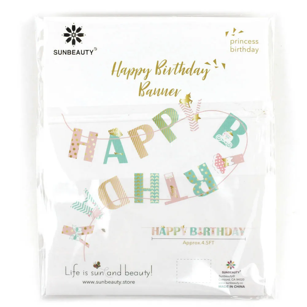 Princess Happy Birthday Banner Striped Polka Dots Baby Girl Party 1st Shower Supplies | Дом и сад