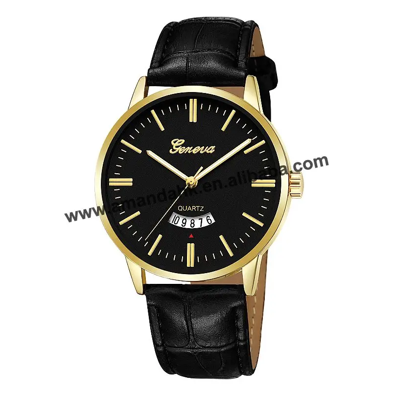 black gold black Модные женские наручные часы, горячая Распродажа браслет с часами бизнес Женева наручные часы, горячая распродажа мужские Спортивные Повседневные часы 645 - Цвет: black gold black