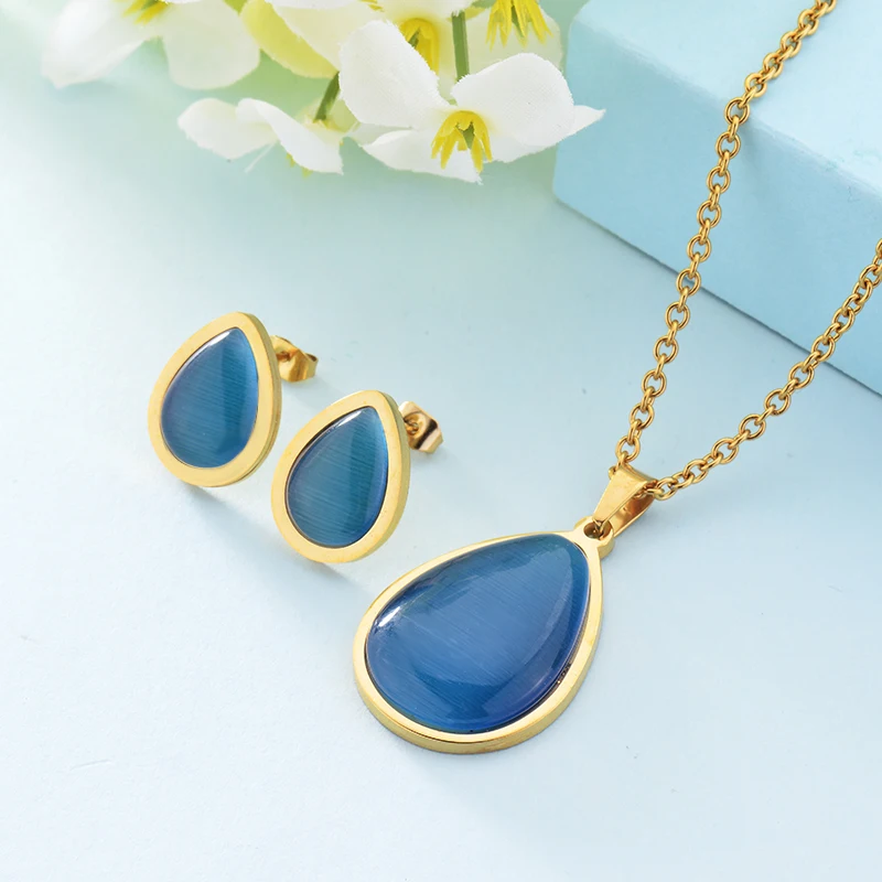 Два Цвета синий зеленый овальный хрустальный камень ювелирные изделия серьги