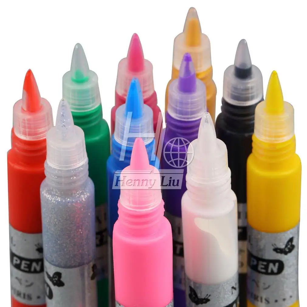 3D лак для дизайна ногтей окрашенные ручки ручка рисования резная набор 12 ярких