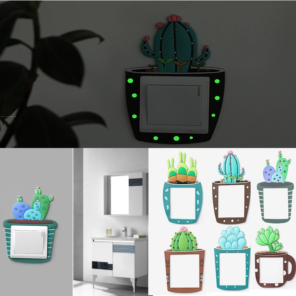 Faroot Fashion Cute Cartoon Home Luminous 3D Switch Wall Stickers Night Light Bedroom Fluorescent Sticker | Дом и сад
