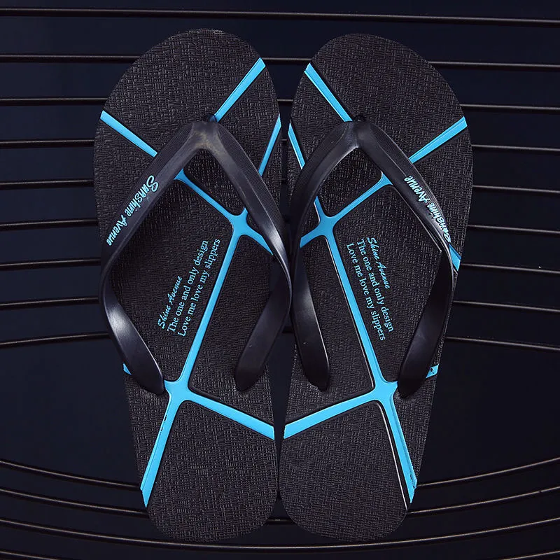 

Plus Size Men's Summer Flat Sandals Beach Shoes Black Line Outside Flip Flops Antiskid Bathroom Men Soft Rubber Slippers
