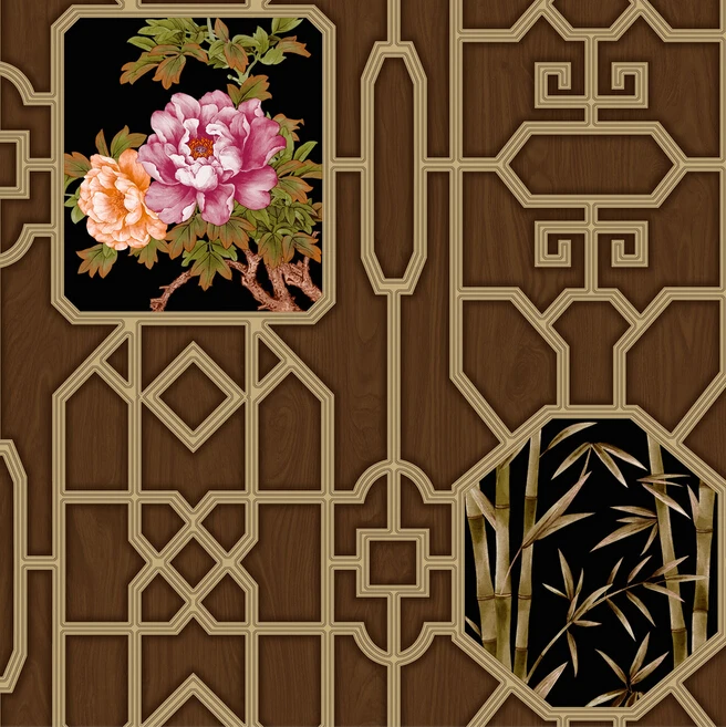 Новые оконные решетки китайские 3D обои деревенский цветок бамбуковые для