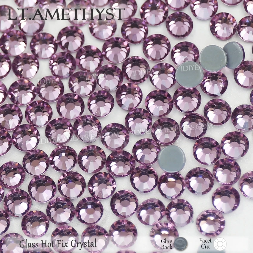 Lt.Amethyst Высокое качество Горячая фиксация Стразы SS6 SS10 SS16 SS20 SS30 Стразы плоская задняя часть исправление камней Кристаллы Блестки для DIY одежды платье - Цвет: Lt.Amethyst