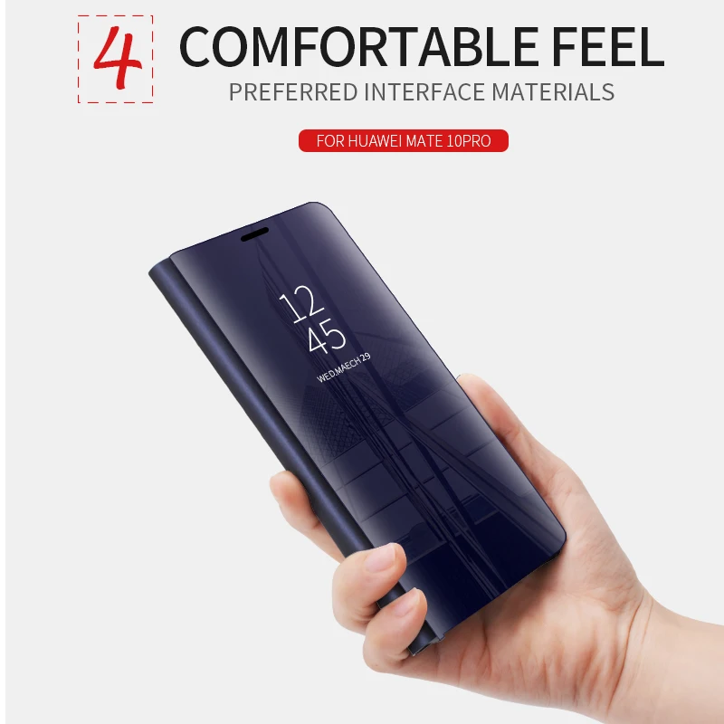 Clear View Mirror Smart Case For Huawei P20 Mate 10 9 Full Cover Stand P10 plus P9 P8 lite Shockproof Coque | Мобильные телефоны и