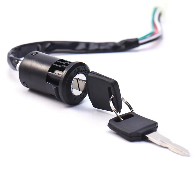 Медный цилиндр мотоцикла 4 провода ключ замок зажигания с ключом ATV Байк подходит