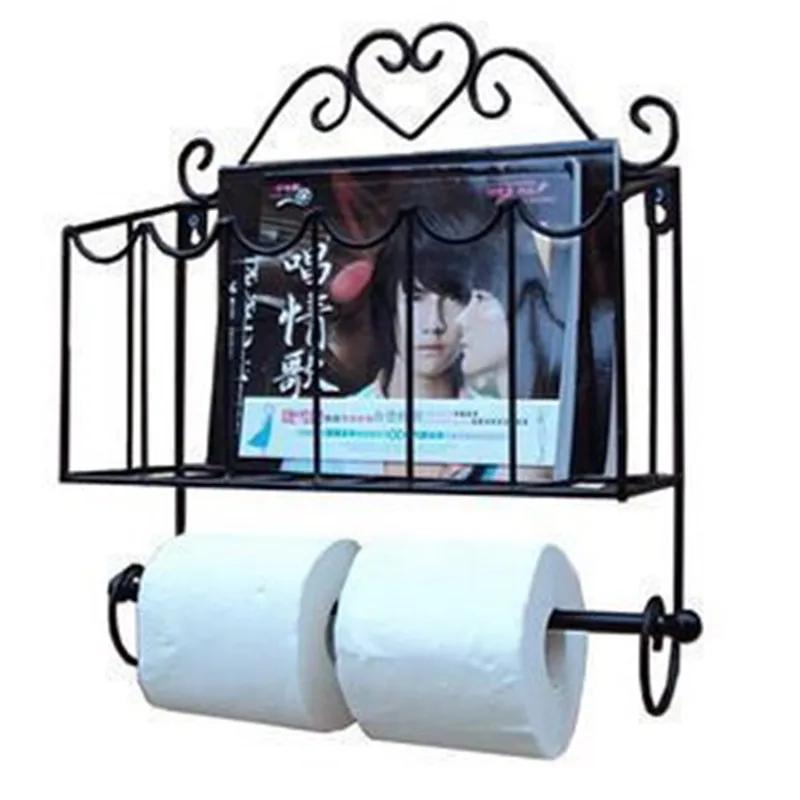 Модная кованая мебель бумажный держатель для полотенец полка журналов настенная
