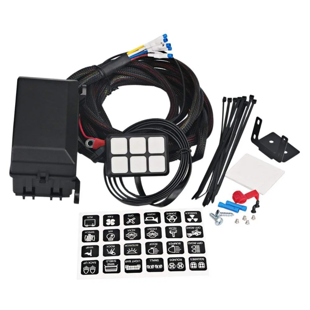 6 Gang Switch Panel Electronic Relay System Circuit Control Box Waterproof Fuse Wiring Harness Assemblies For Car Auto | Автомобили и