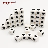 50pc new arrival cube beads starheart bpa free silicone teethers diy jewelry pendants teething necklace pacifier clips material
