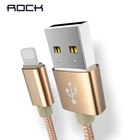 Металлический USB кабель для iPhone 8 7 6 6 s, нейлоновая оплетка из ROCK сплава для быстрой зарядки USB кабель для iPhone X 10 SE 5 5S для iPad зарядное устройство