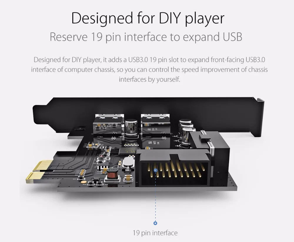 ORICO PVU3-2O2I Настольный 2 порта с чипсетом VLI USB3.0 PCI Express Card USB3.0 концентратор контроллер адаптер карта с 19Pin