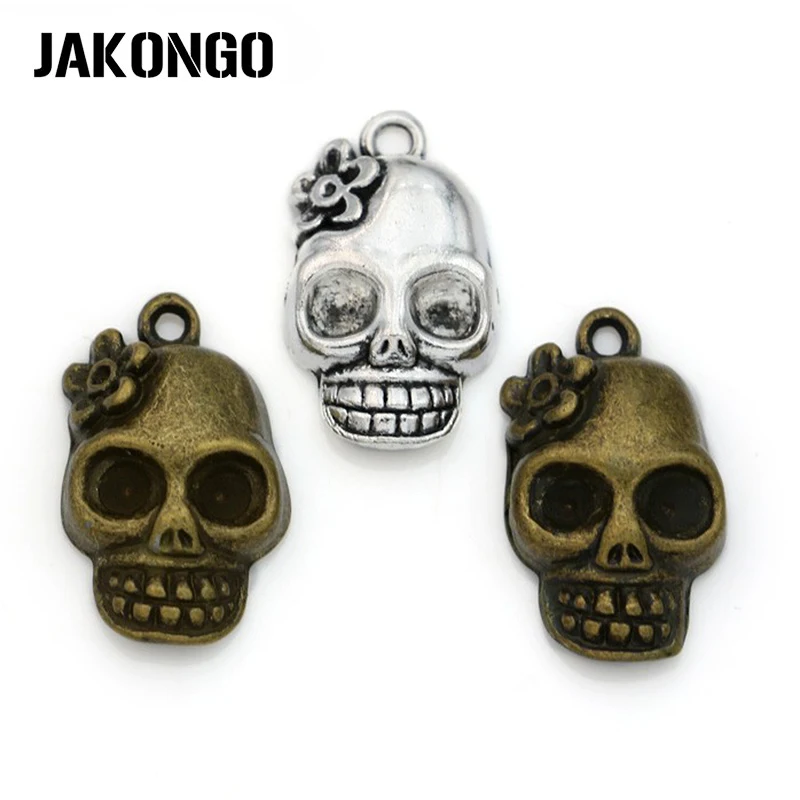 JAKONGO 10 шт. тибетская Серебряная бронзовая позолоченная подвеска с черепом для