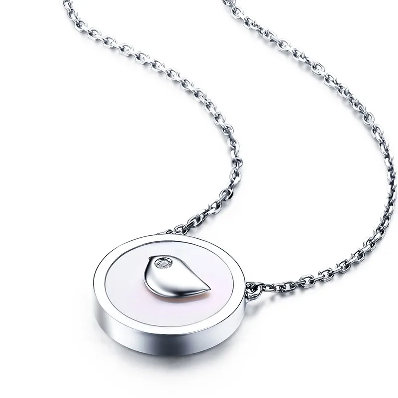 ZOCAI The Little Magpie Real 0,006 CT бриллиантовое ожерелье 18 K розовое золото(Au750) Подвеска-ожерелье D04876