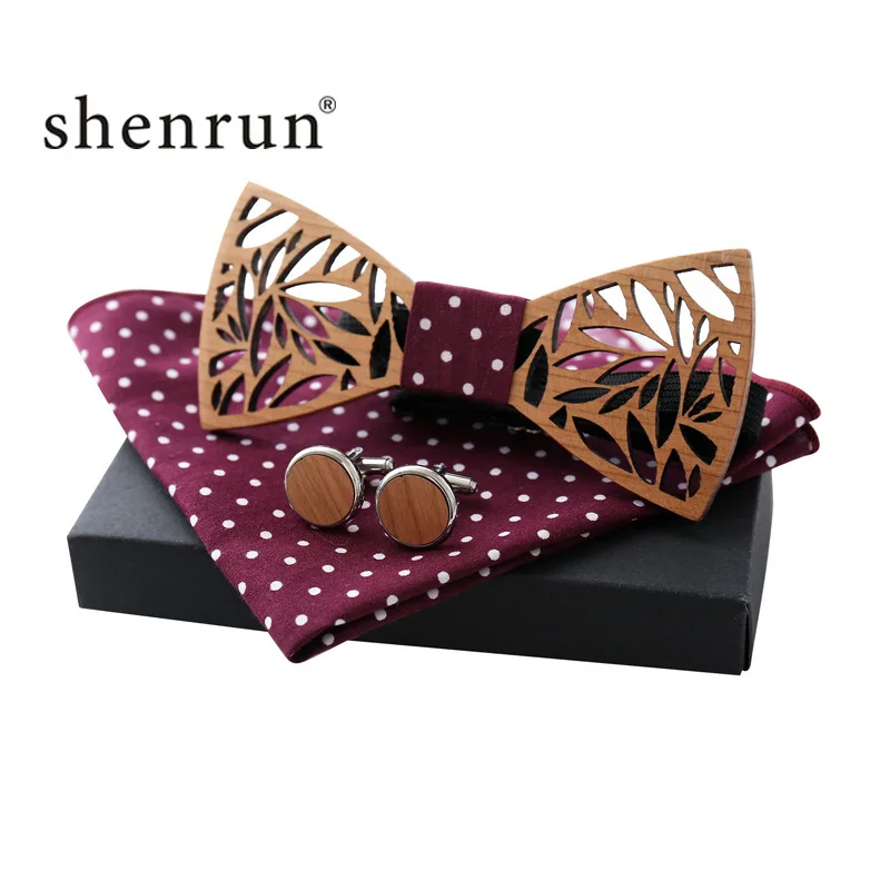 ShenRun деревянный галстук-бабочка набор и платок галстук Homme Noeud Papillon человек Corbatas