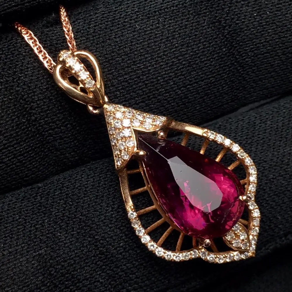 Подвеска из турмалина ювелирное изделие настоящего 18-каратного золота 100%