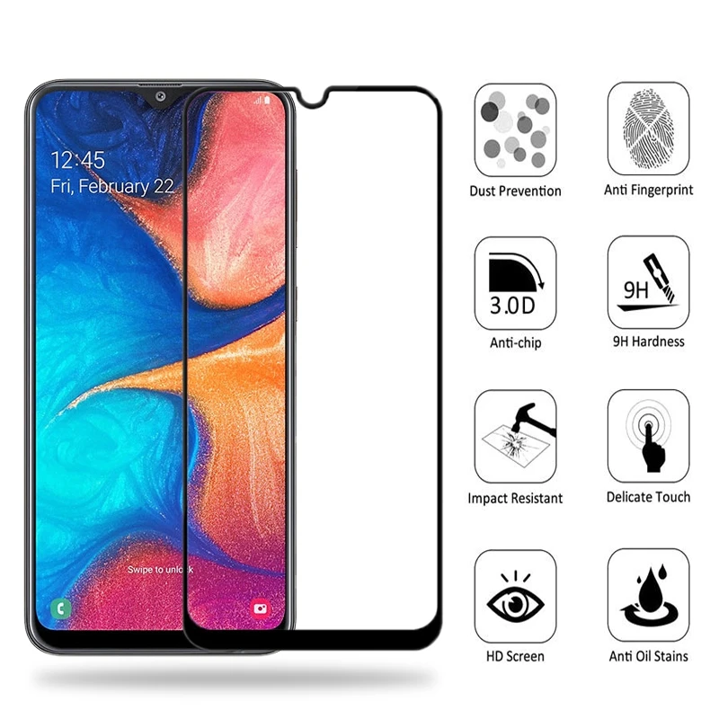 Закаленное стекло с полным клеем для Samsung Galaxy A20 Защитная пленка A20E|Защитные