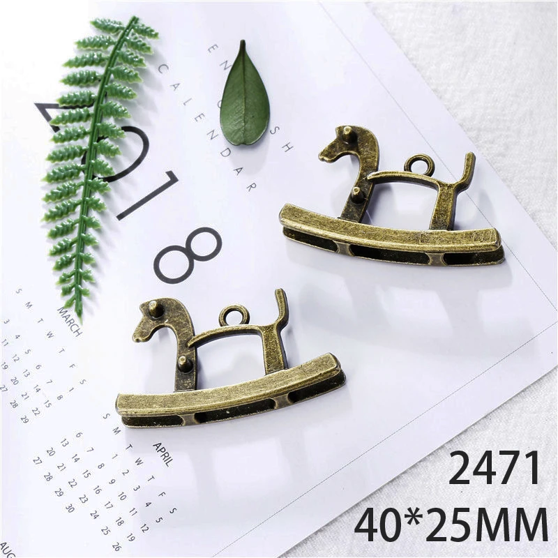 

40*25mm 2pcs Horse Alloy Pendant For Diy Jewelry Making 2 Colors Antique Silver Antique Bronze No.2471