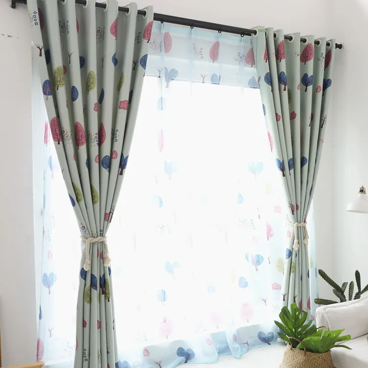 Printed Luxury Living room Curtains Pastoral Flowers Hooks top Drapes Bedroom Window Blackout | Дом и сад