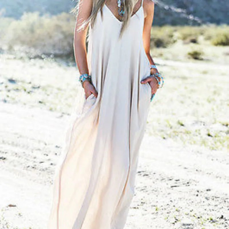 Женское винтажное длинное вечернее платье бохо шифоновое пляжное макси без