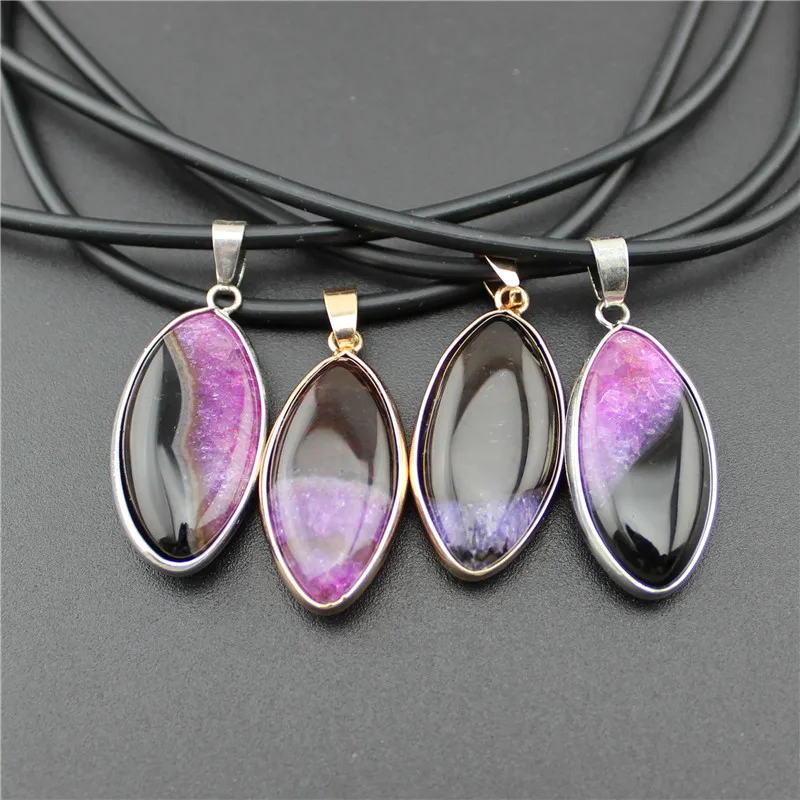 New Design Alloy Plated Agates Necklaces for Women Choker Water Drop Natural Stone Pendants Statement Necklace Men Jewelry | Украшения и