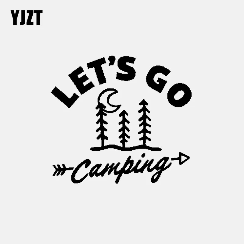 

YJZT 15.1CM*13.8CM Interesting Let's Go Camping Vinyl Car Window Sticker Decal Black Silver C11-1836