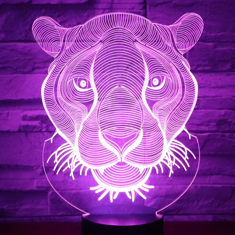 3D светодиодный ночник s Lion с 7 цветами светильник для украшения дома потрясающая
