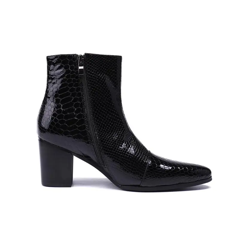 Мужские черные ботинки Zobairou bota masculina из натуральной лакированной кожи мужская
