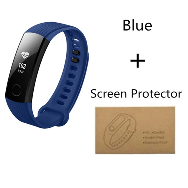 blue add film huawei Honor Band 3 5ATM OLED экран тачпад Непрерывный монитор сердечного ритма фитнес-трекер Push Message умный Браслет - Цвет: blue add film