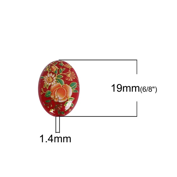 DoreenBeads акриловые разделительные бусины японская картина японский Tensha Овальный многоцветный узор розы около 19 мм x 14 мм, 5 шт - Цвет: c