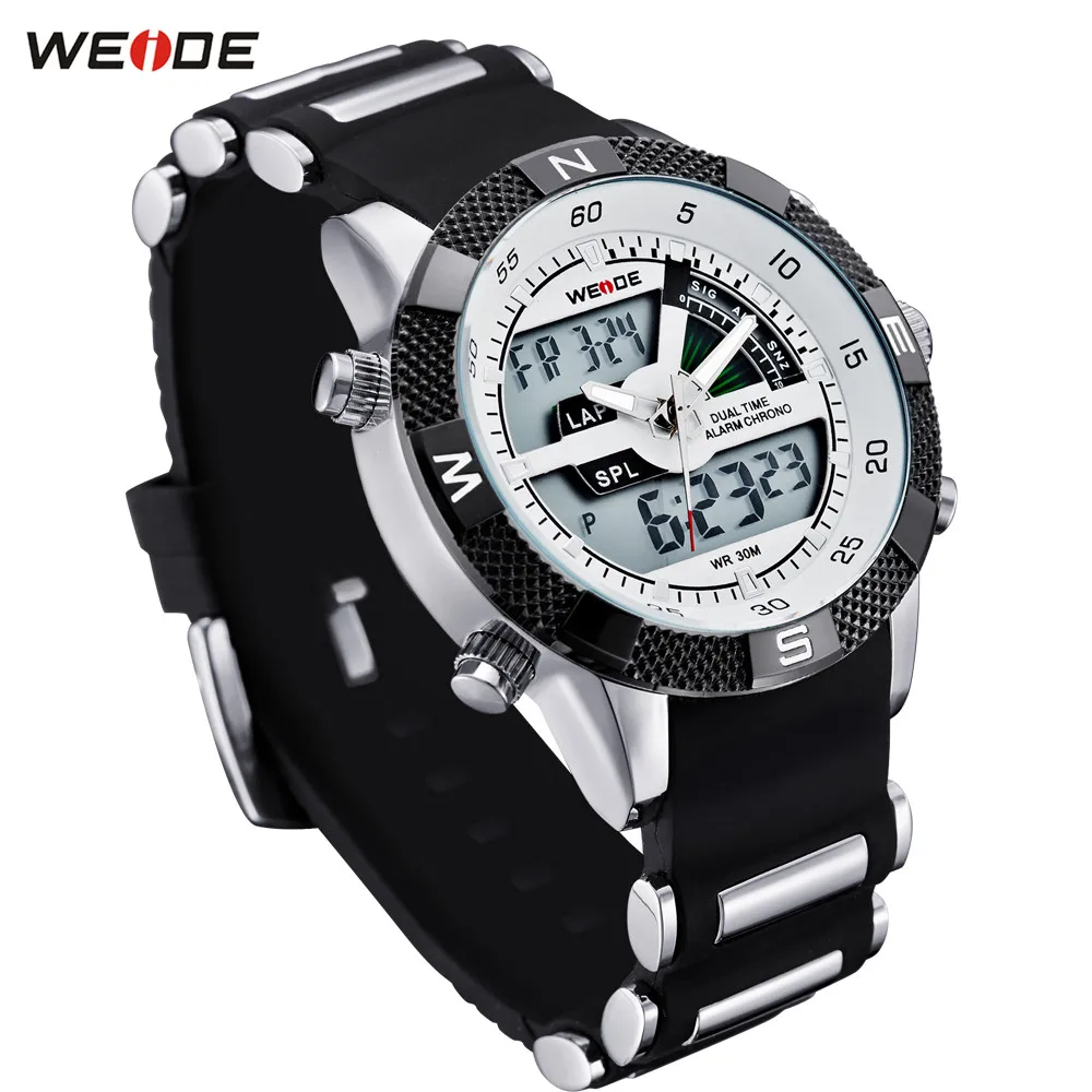 Модные спортивные часы WEIDE Мужские Цифровые кварцевые Светодиодные силиконовые