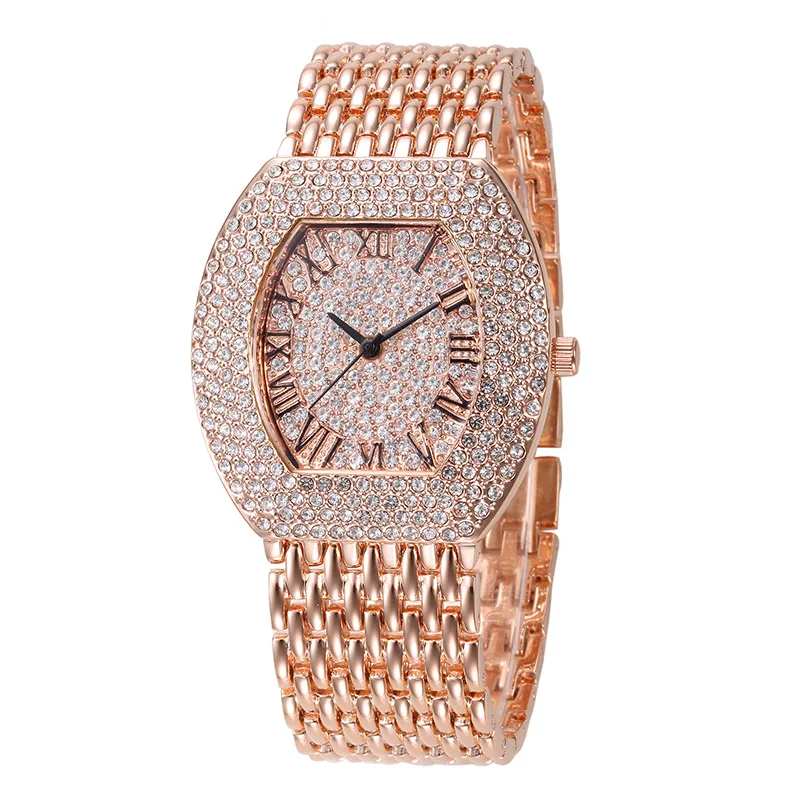 Роскошные женские часы бренда золотые стразы кварцевые модные вечерние дамы