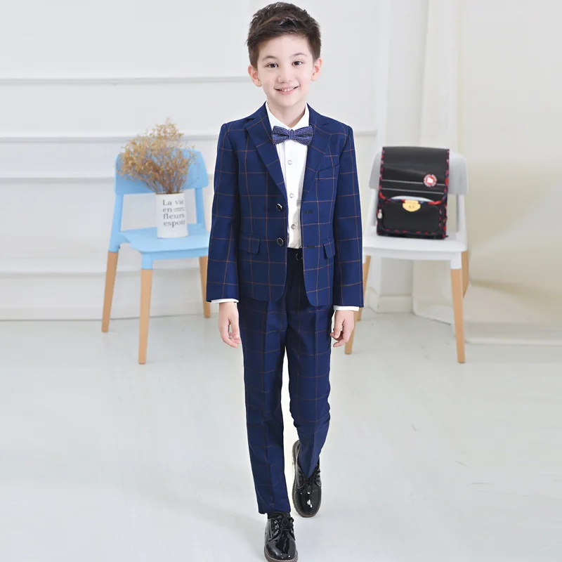 2018 Children Suit Baby Boys Suits Kids Blazer Formal For Weddings Clothes Set Jackets+Shirt+Pants 4pcs 4-14Y |