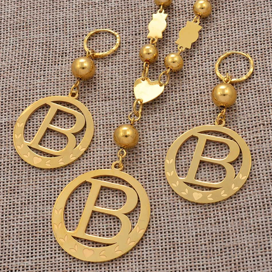 Big Size Letters Set Pendant Necklaces & Spring-Ring Gold Color Micronesia Alphabet English Initial Letter A-Z Jewelry | Украшения и
