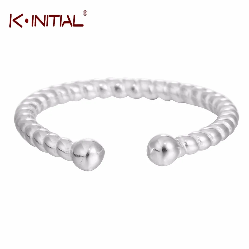 

Kinitial Wave Ring Twist Ring for women Resizable Finger Small Double Ball Rings Teen Lady Jewelry Wholesale