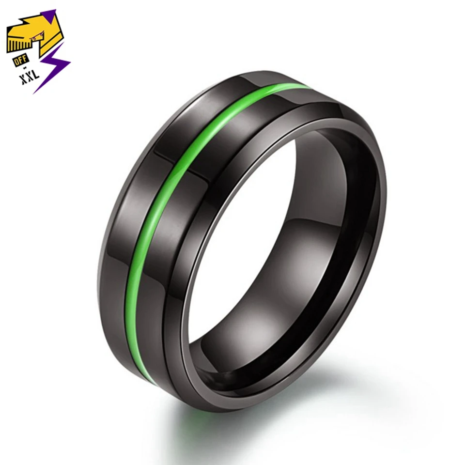 Классические черные мужские обручальные кольца 8 мм из нержавеющей стали тонкие