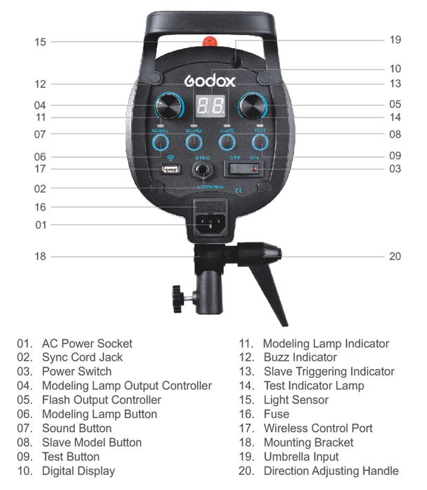 Godox QS1200 1200 W 1200Ws Фотостудия вспышка проблесковый маячок Godox студийная вспышка стробоскоп