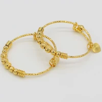 2 piece 18k gold baby kids bell bangle bracelet children jewelry gift diameter45mm