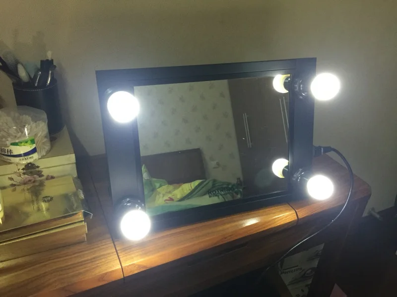 Регулируемые 4 Светодиодов Зеркало С Подсветкой Для Макияжа портативный