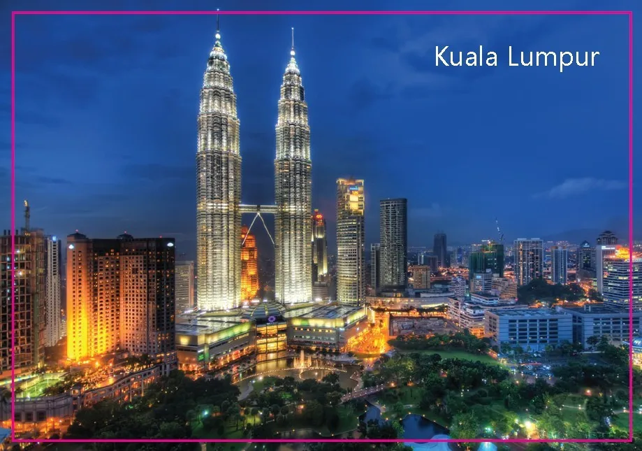 Прямоугольные жесткие магниты Малайзия Куала-Лумпур город двойные башни пейзаж
