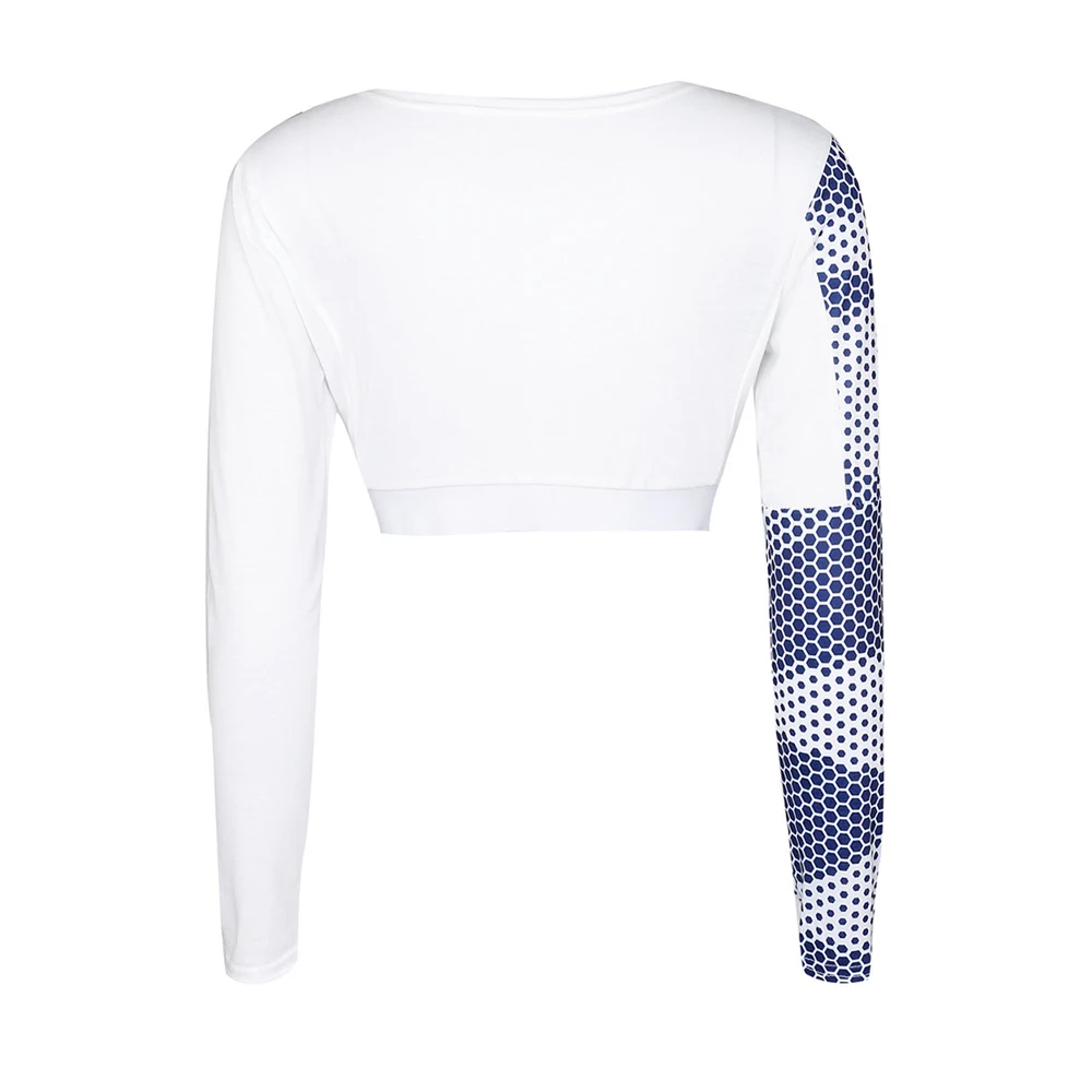 BONJEAN Women Fitness Tracksuit Workout Sport Yoga Running Dot Printing Crop Tops Blouse long sleeve Tee Shirt | Спорт и развлечения