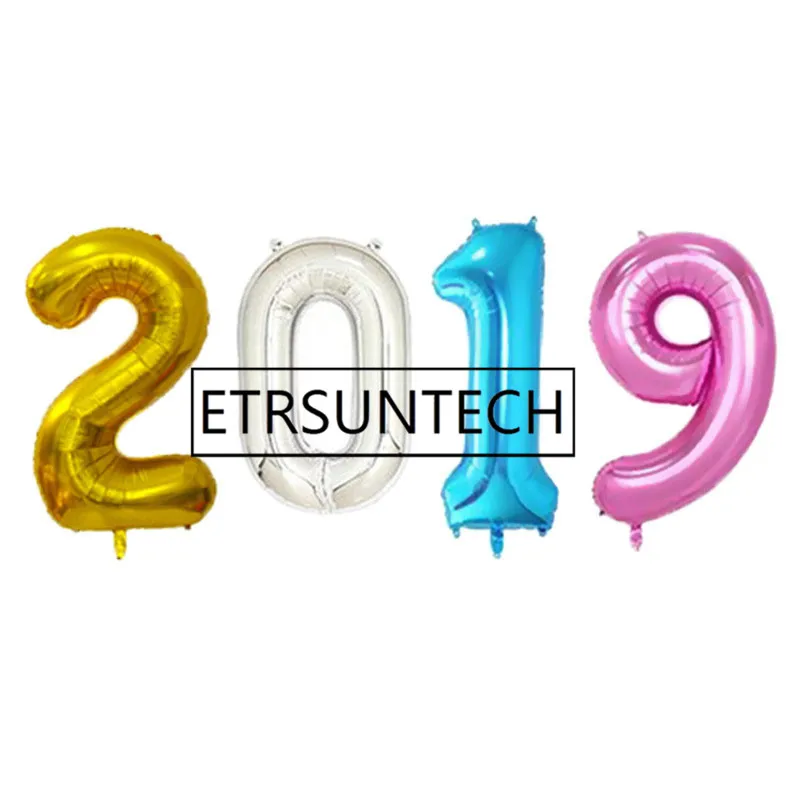 

30sets 40inch painting by numbers 2019 foil balloons happy new year's eve parties digital helium balloon wedding decor