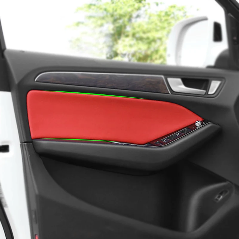 4PCS Car Interior Microfiber Leather Door Handle Panel Cover Trim For Audi Q5 2010 2011 2012 2013 2014 2015 2016 2017 2018 | Автомобили и