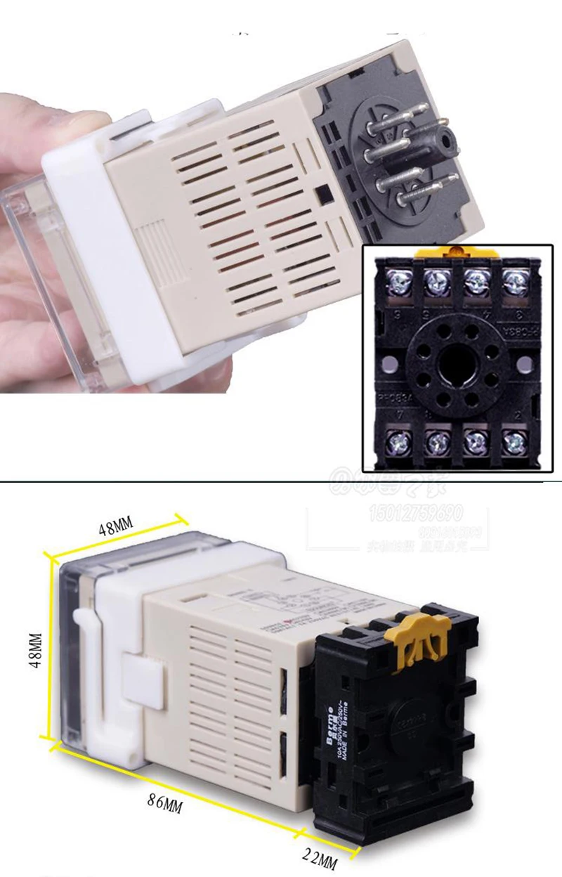 AC/DC 24 v-240 v DH48S-S программируемый цифровой дисплей реле времени контроль цикла двойное реле задержки времени розетка с базовым напряжением