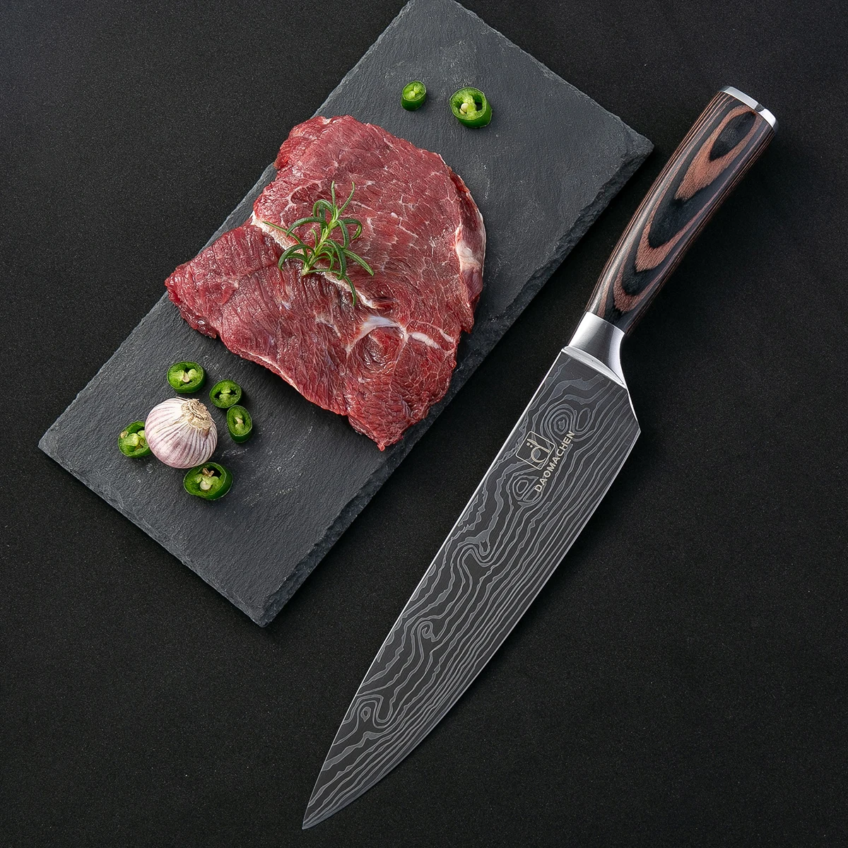 2019 высококачественные 8 &quotдюймовые кухонные ножи повара лазерные Дамасские