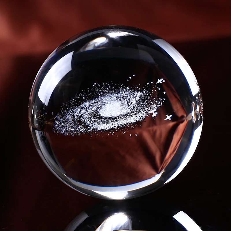 6CM Diameter Globe Galaxy Miniatures Crystal Ball 3D Laser Engraved Quartz Glass Ball Sphere Home Decoration Accessories Gifts