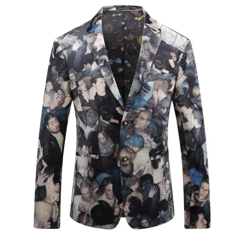 GUIXIANG 2017 Осень британский стиль мужской однобортный Модный повседневный Блейзер