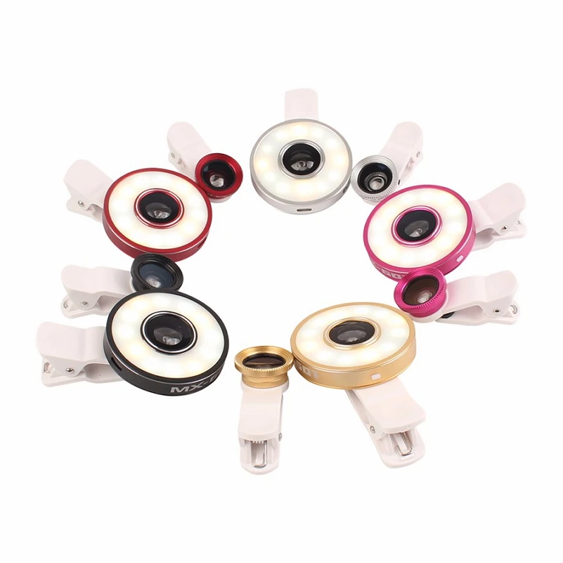 Универсальный 6 в 1 телефон селфи LED вспышка кольцо заполняющий свет объектив 185